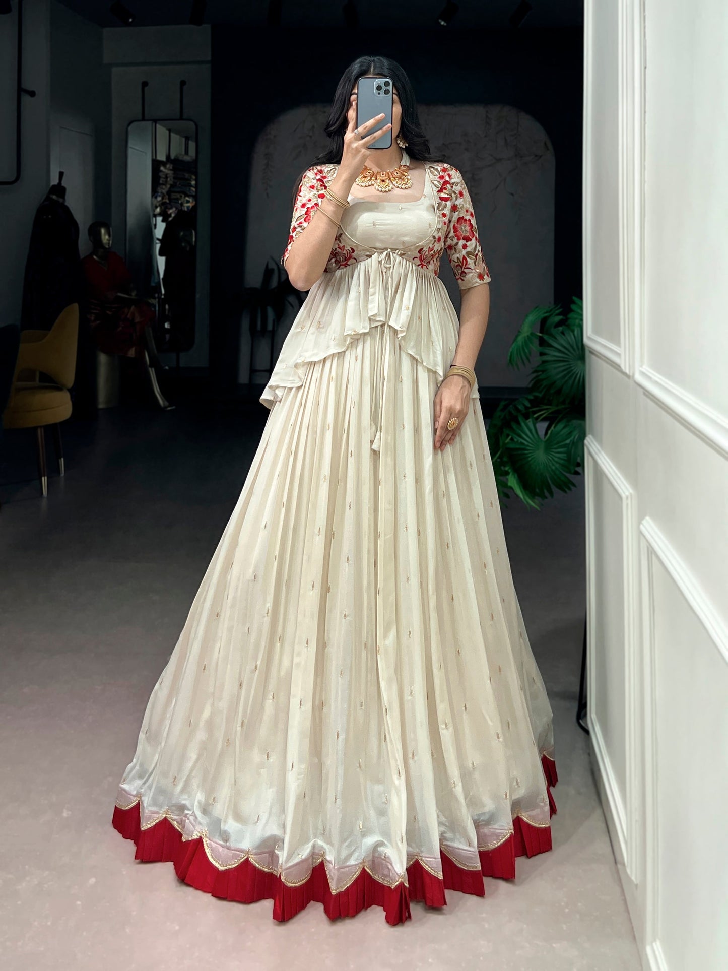 Lorenvalley Fashion Chocolate Silk Sequins and Thread Embroidery Work Lehenga Choli with Coat