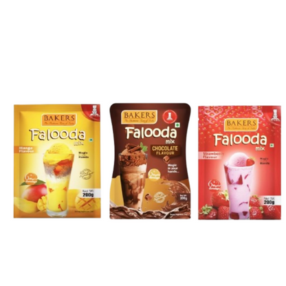 BAKERS Falooda Mix Powder - Chocolate, Mango And Strawberry