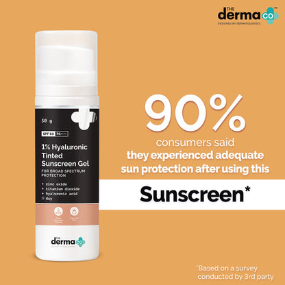 The Derma Co 1% Hyaluronic Tinted Sunscreen SPF 60 Gel PA++++