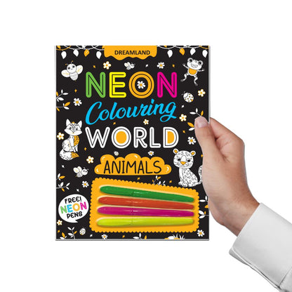 Dreamland Publications Animals Neon Colouring World Book for Kids Age 4 - 7 years with Neon Pens