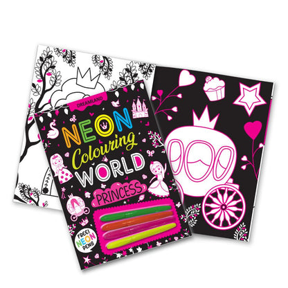 Dreamland Publications Princess Neon Colouring World Book for Kids Age 4 - 7 years with Neon Pens