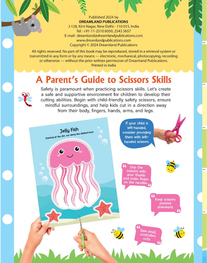 Dreamland Publications Animal Friends Scissors Skills Activity Book for Kids Age 4 - 7 years | With Child- Safe Scissors, Games and Mask