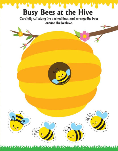 Dreamland Publications Animal Friends Scissors Skills Activity Book for Kids Age 4 - 7 years | With Child- Safe Scissors, Games and Mask