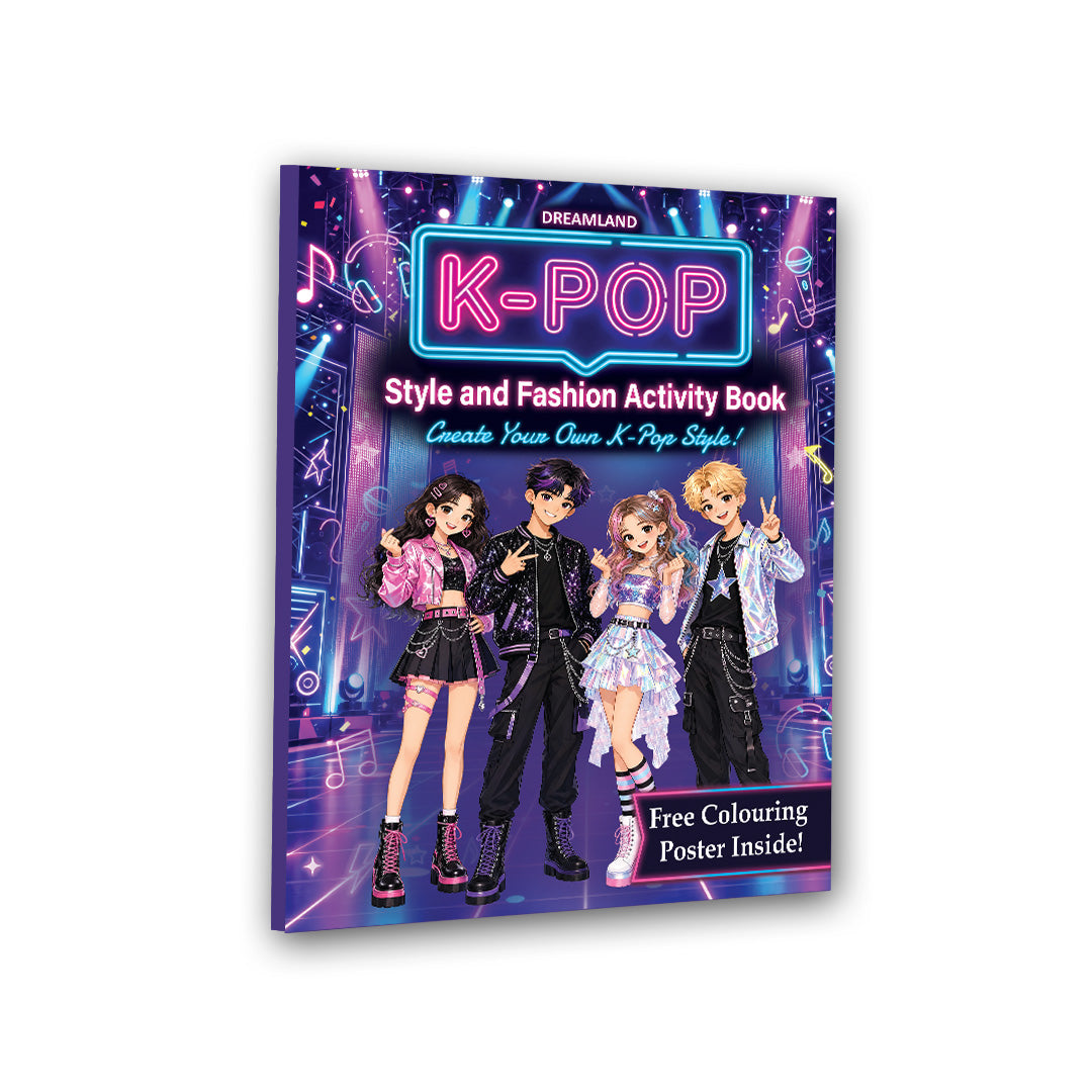 Dreamland Publications K- POP Style and Fashion Activity Book for Kids Age 812 years- Design Trendy Outfits, Create Idol Looks, Color Fashion Pages, Solve Puzzles & Have Fun!