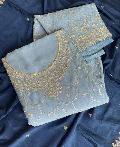 KC Heavy Chinon Sky Blue Salwar Suit For Women Ethnic Wear