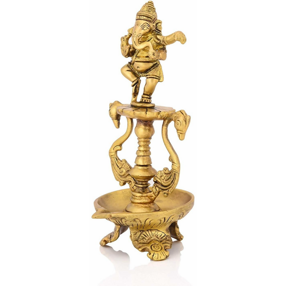 CraftVatika Brass Ganesha Diya Oil Lamp Statue