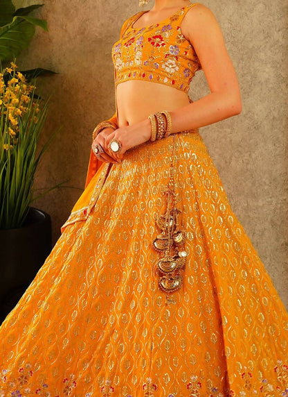 Lehenga Mart Musterd Faux Georgette Designer Bollywood Style Wedding Wear Lehenga Choli