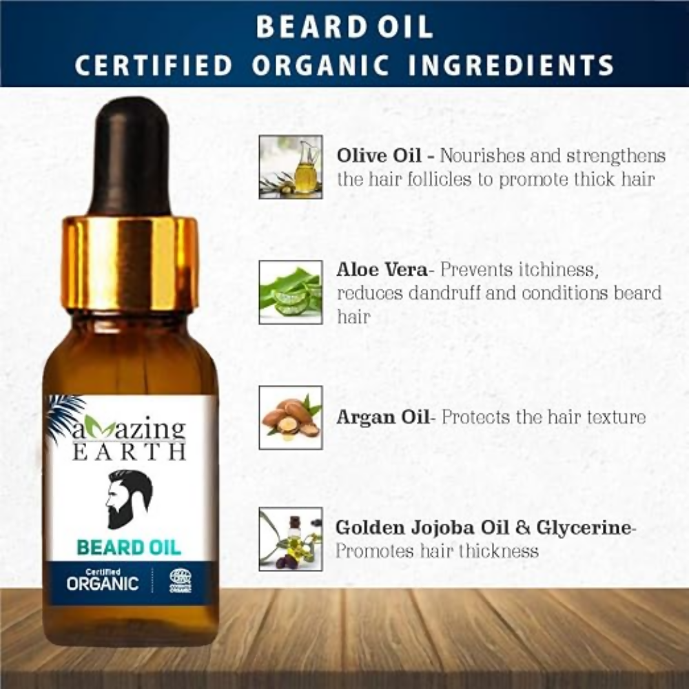 Amazing Earth Certified Organic Beard Oil and Beard Wash