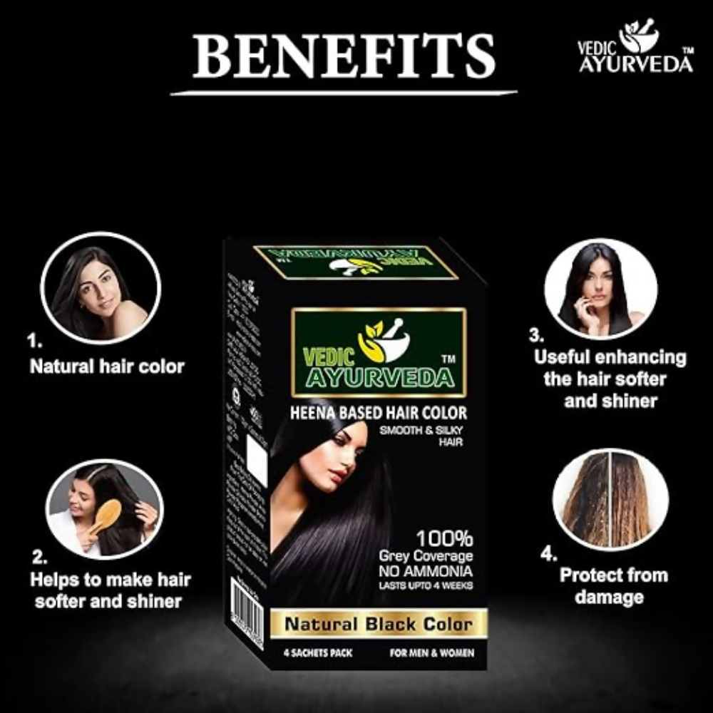 VedicAyurveda Natural Henna Hair Color No Ammonia Black & No Ammonia Dark Brown