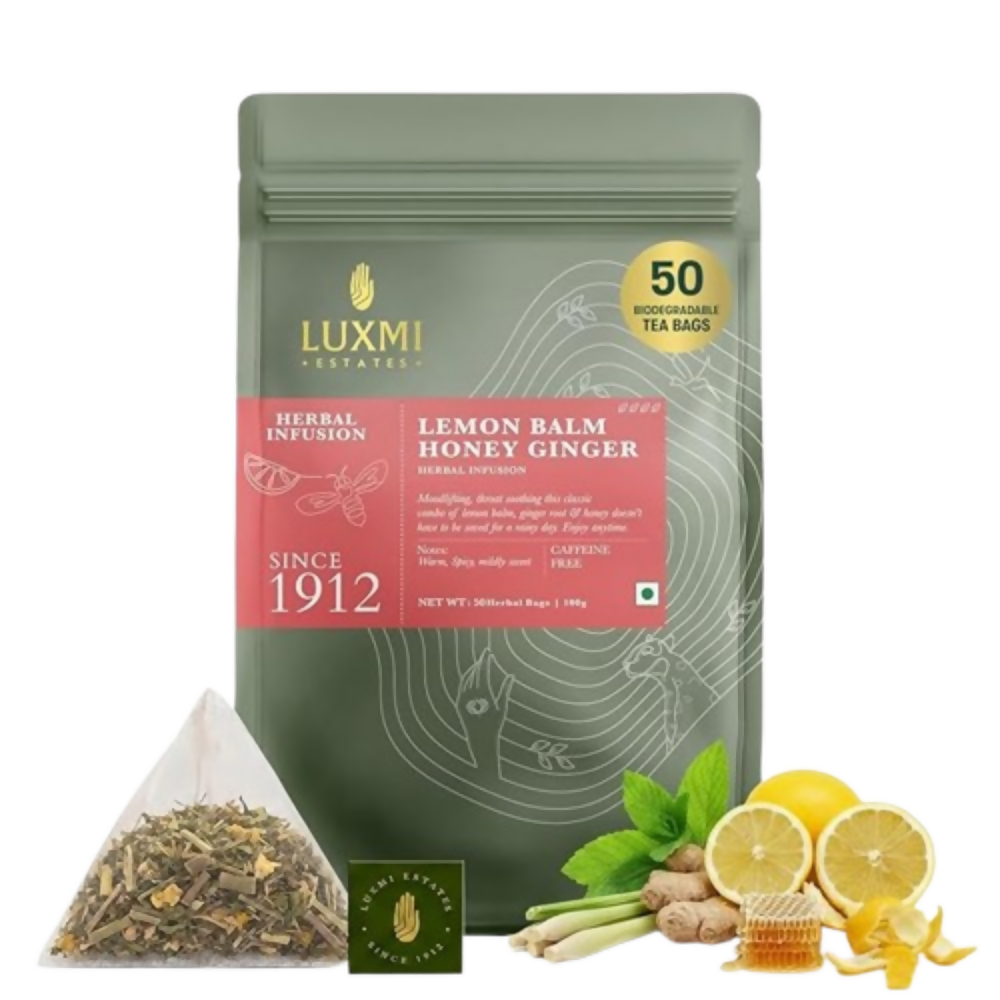 Luxmi Estates Lemon Balm Honey Ginger Herbal Infusion