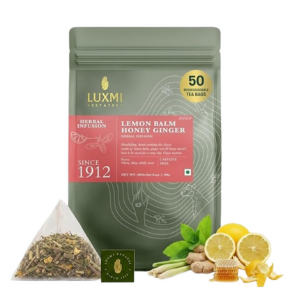 Luxmi Estates Lemon Balm Honey Ginger Herbal Infusion