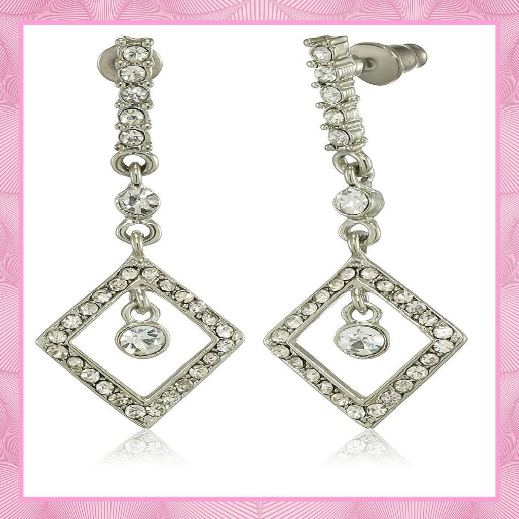 Estele Gold and Silver Plated Diamond kite Dangle Earrings for women