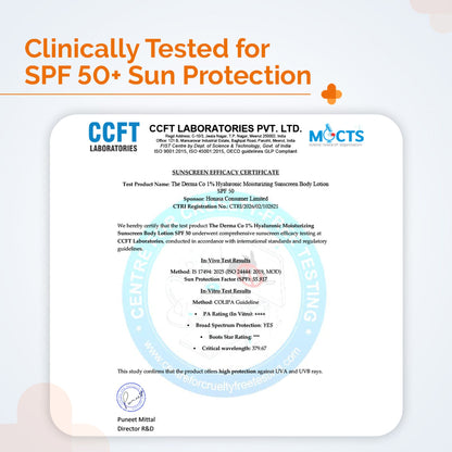The Derma Co 1% Hyaluronic Moisturizing Sunscreen Body Lotion SPF 50 PA++++