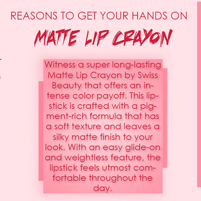 Ronzille Long Stay Matte Lip Crayon - Deep Carmine