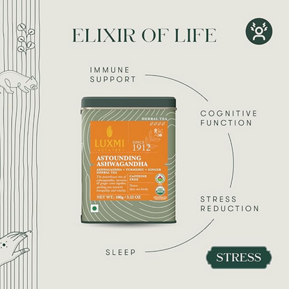 Luxmi Estates Astounding Ashwagandha  Certified Organic Herbal Infusion