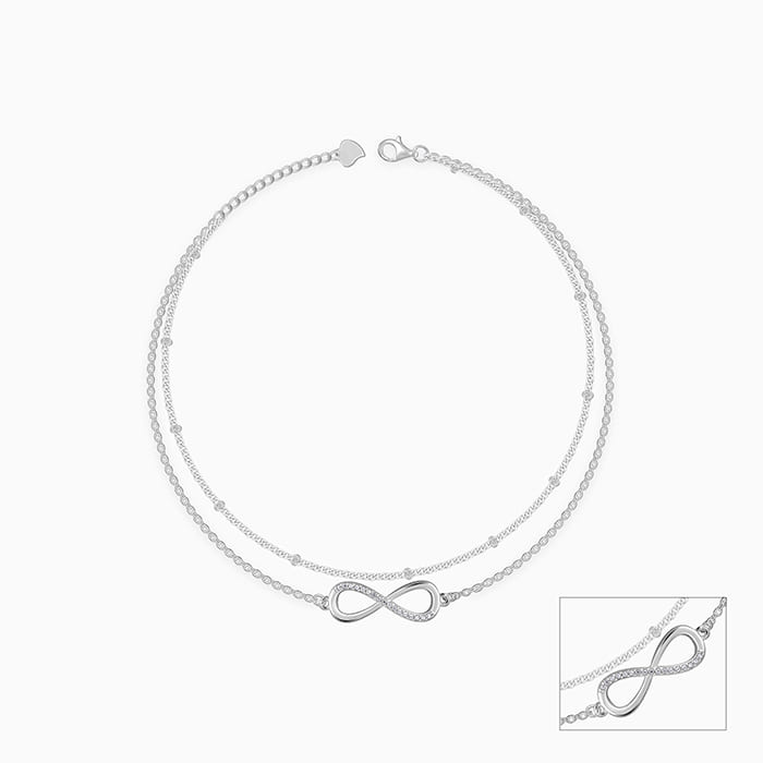 Silver Infinite Glow Layered Anklet