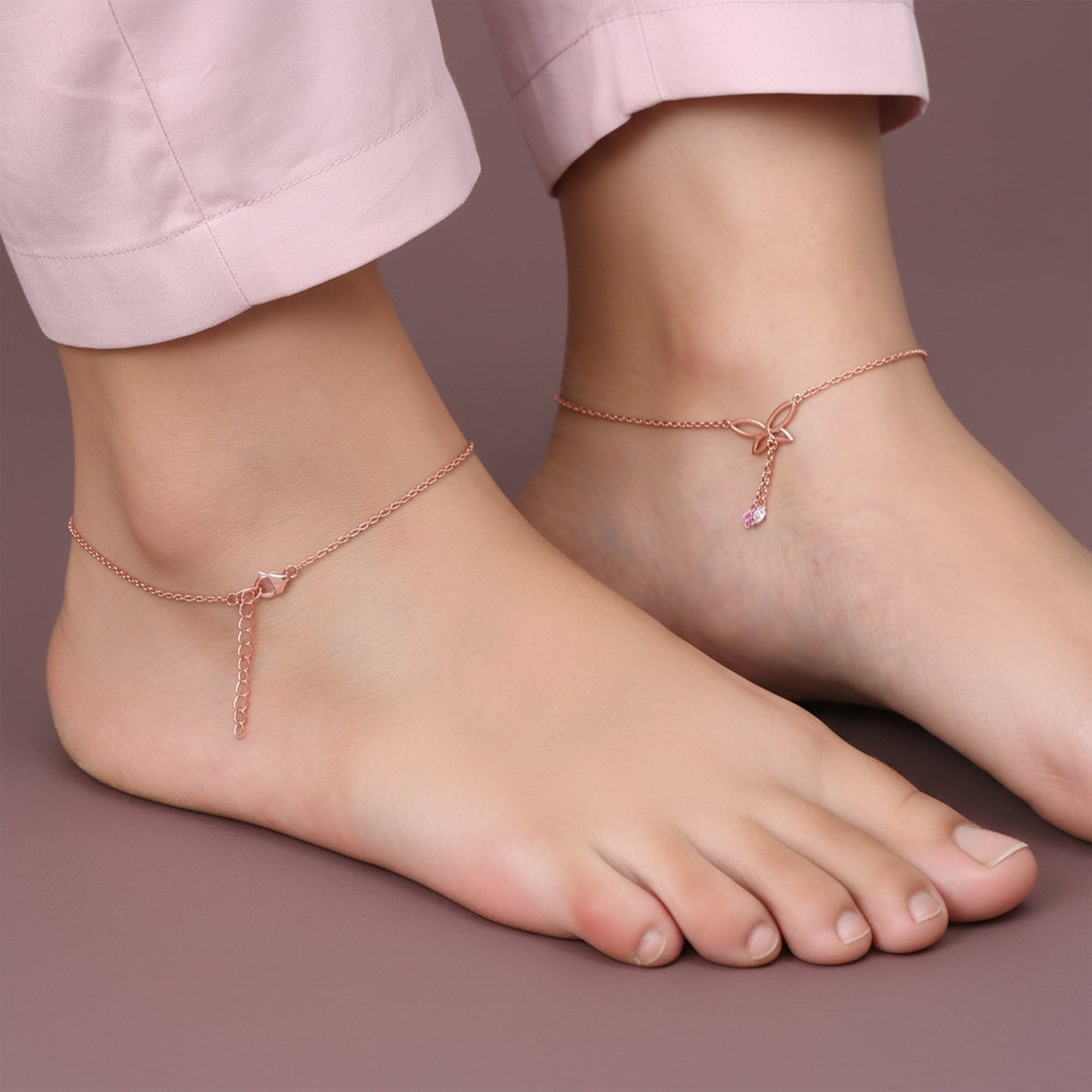 Rose Gold Dancing Flutter Anklet