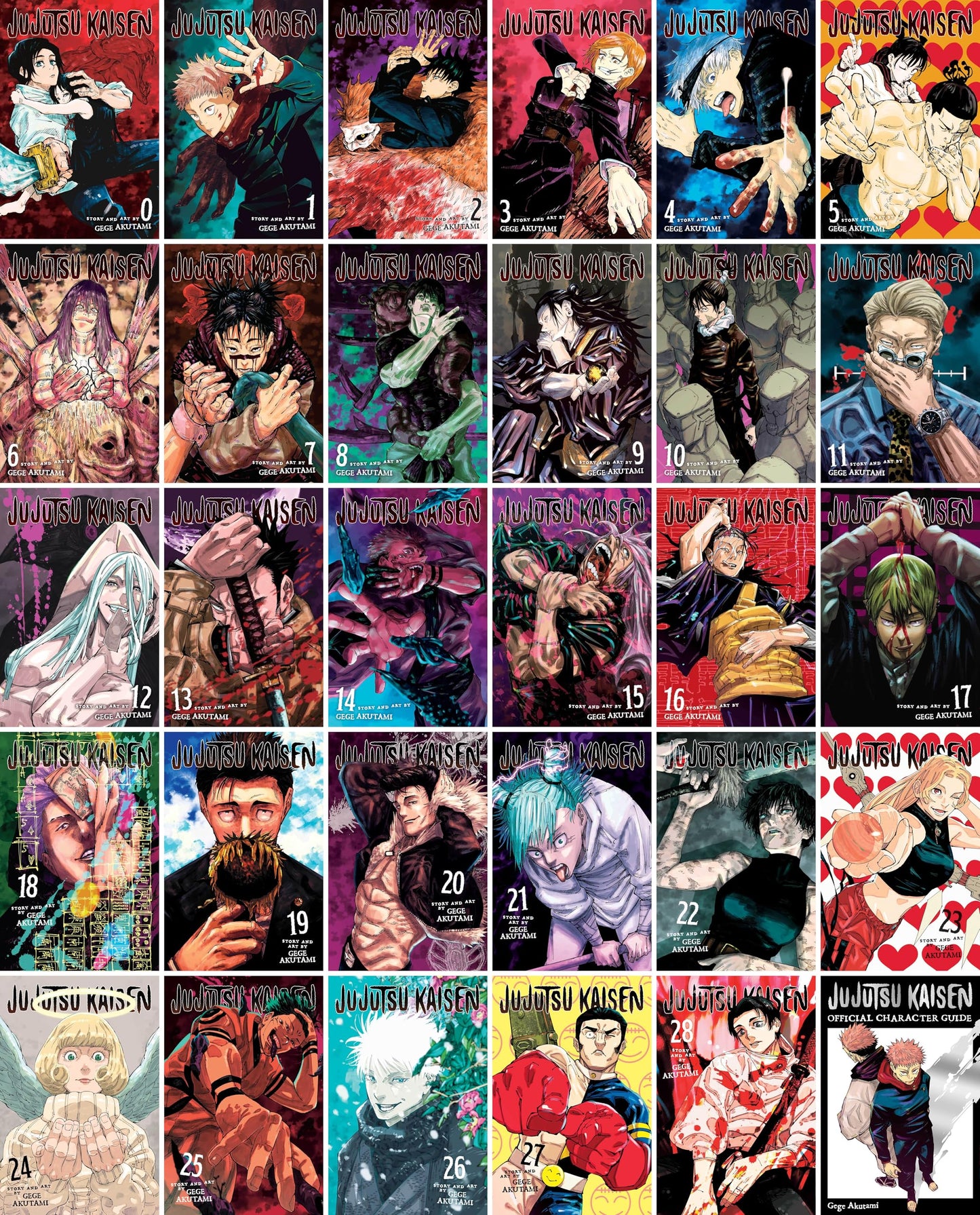 Jujutsu Kaisen (30 Books) – Vol. 0–28 + Official Character Guide Complete Manga Collection