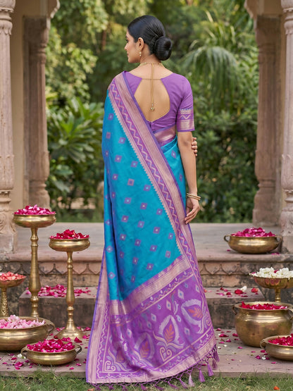 Shree Shyam Fashion Rama Blue Soft Silk Saree