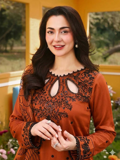 Teeya Creation Womens Trending Stylish Kurta Palazzo Set - Orange