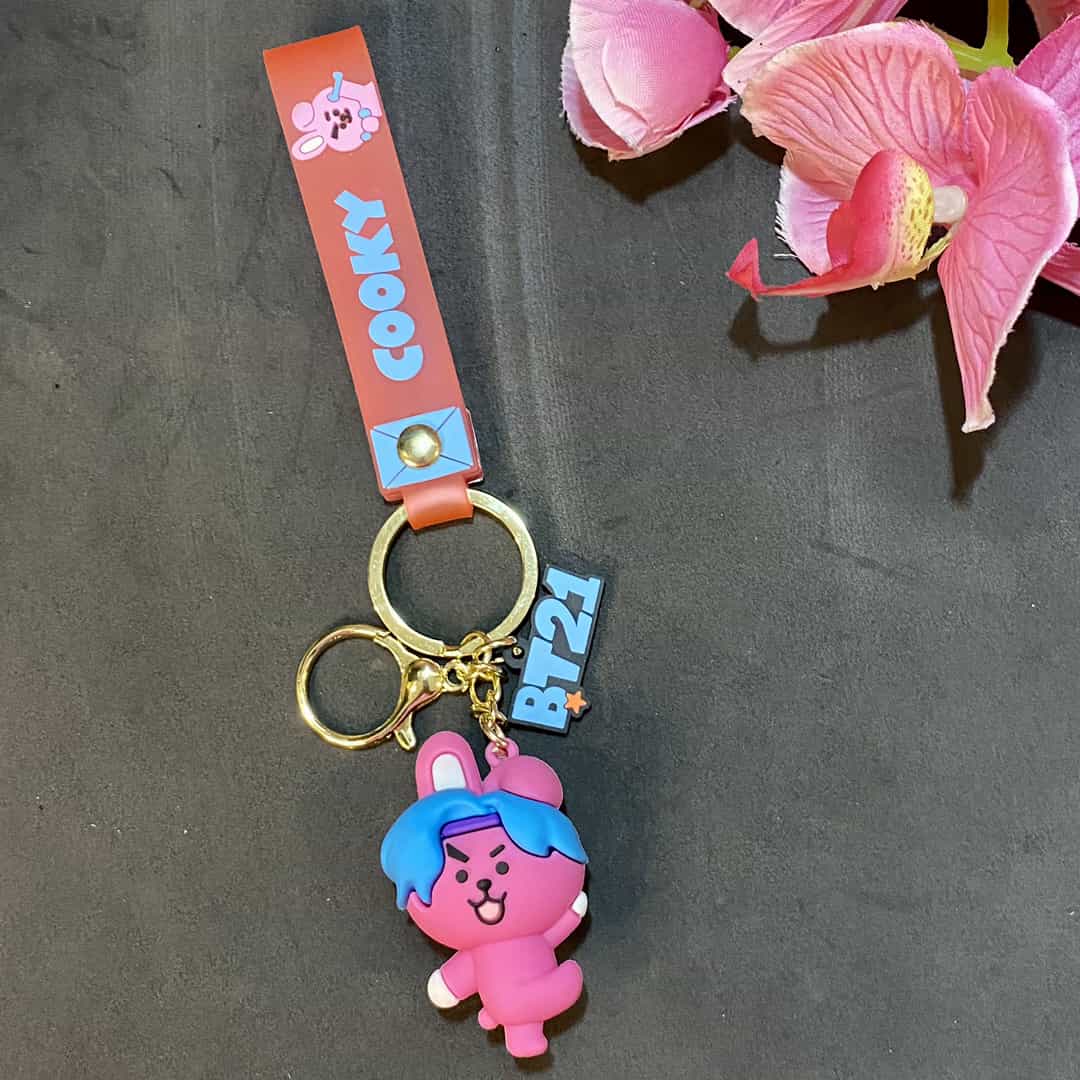 BTS BT21 Cooky Lanyard Keychain | Kpop Keychain | Silicone |