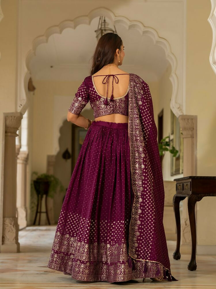 Lehenga Mart Wine Designer Wedding Wear Lehenga Choli