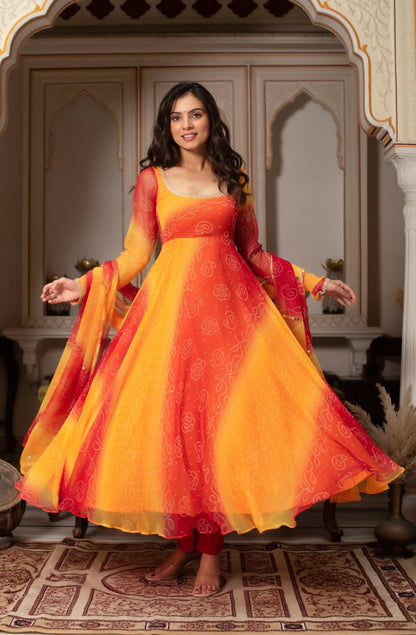 Teeya Creation Womens New Trending Festival Marriage Season Party Wear Look Yellow Gown Set