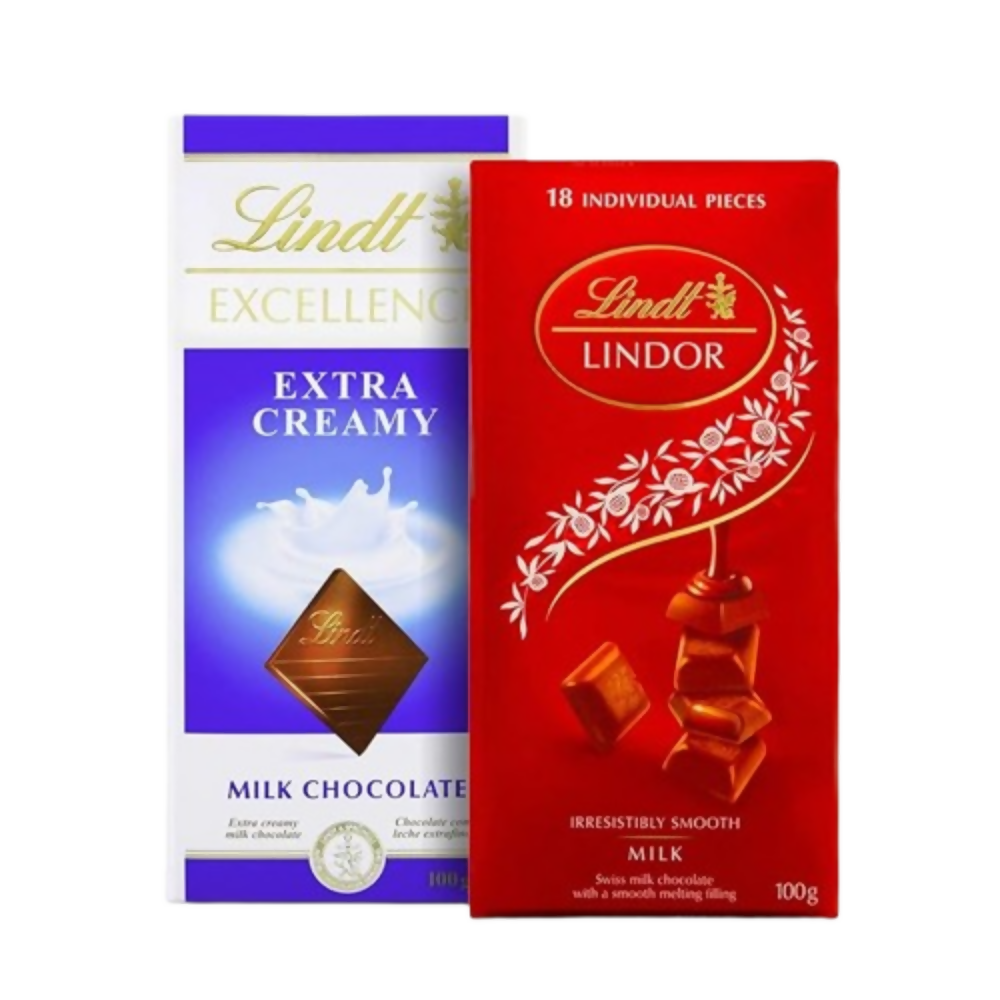 Lindt Excellence Extra Creamy Milk Chocolate Bar and Lindt Lindor Singles Milk Chocolate Box
