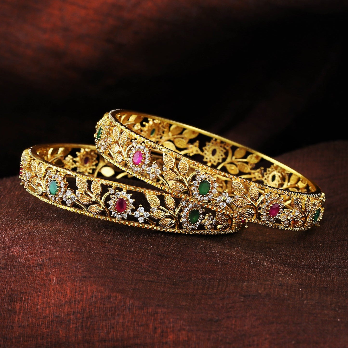 Multicolor Blossom Gold Bangles