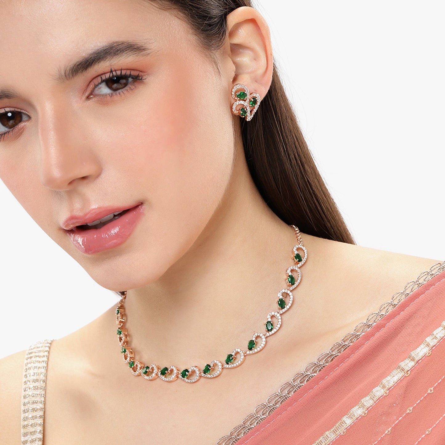 Green AD Crystal Necklace Set