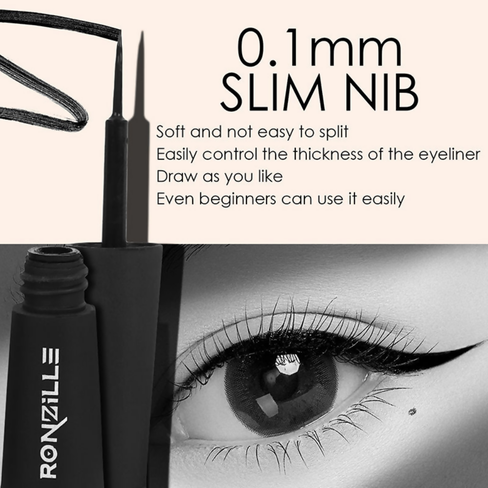 Ronzille Smudgeproof And Waterproof Liquid Matte Eyeliner - Black