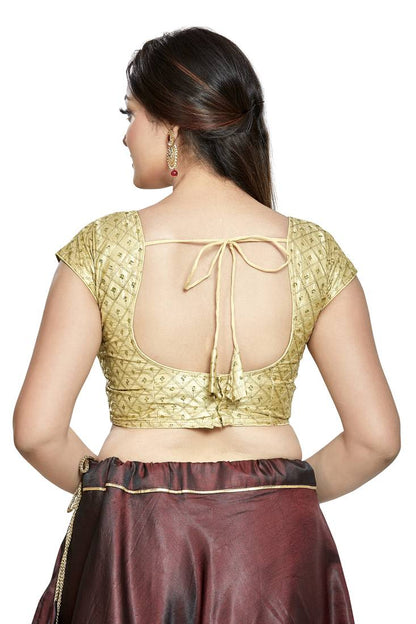 Aastha Fashion Gold Sequence Matti Boat Neck Blouse