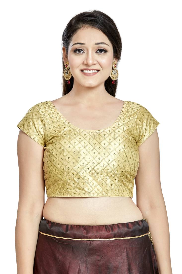 Aastha Fashion Gold Sequence Matti Boat Neck Blouse