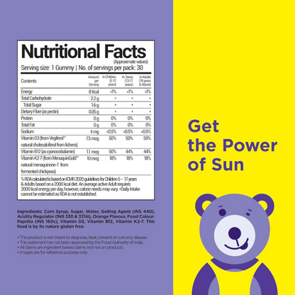 NutriBears Kids Vitamin D3,K2 & B12 Gummies