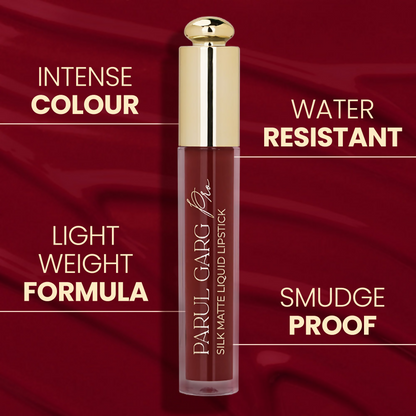 Parul Garg Beauty Silk Matte Liquid Lipstick, Long Lasting & Transfer-Proof - Primrose, Deep Maroon