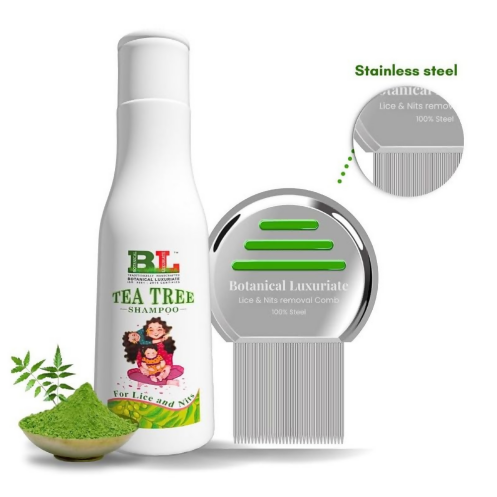 Botanical Luxuriate Tea Tree Natural Anti Lice And Nits Shampoo With Steel Lice And Nit'S Removal Comb