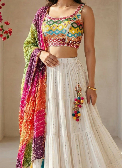 Lehenga Mart White Georgette Designer Bollywood Style Wedding Wear Lehenga Choli
