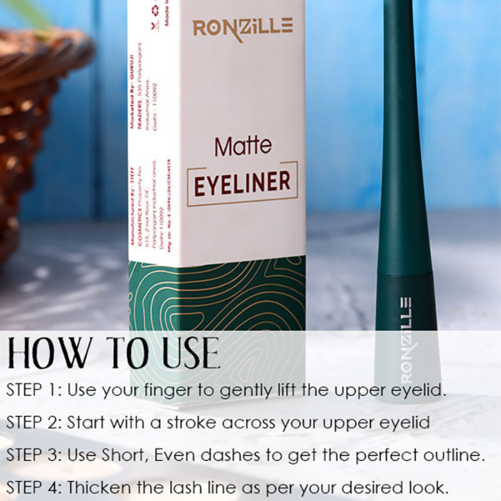 Ronzille Smudgeproof And Waterproof Liquid Matte Eyeliner - Green
