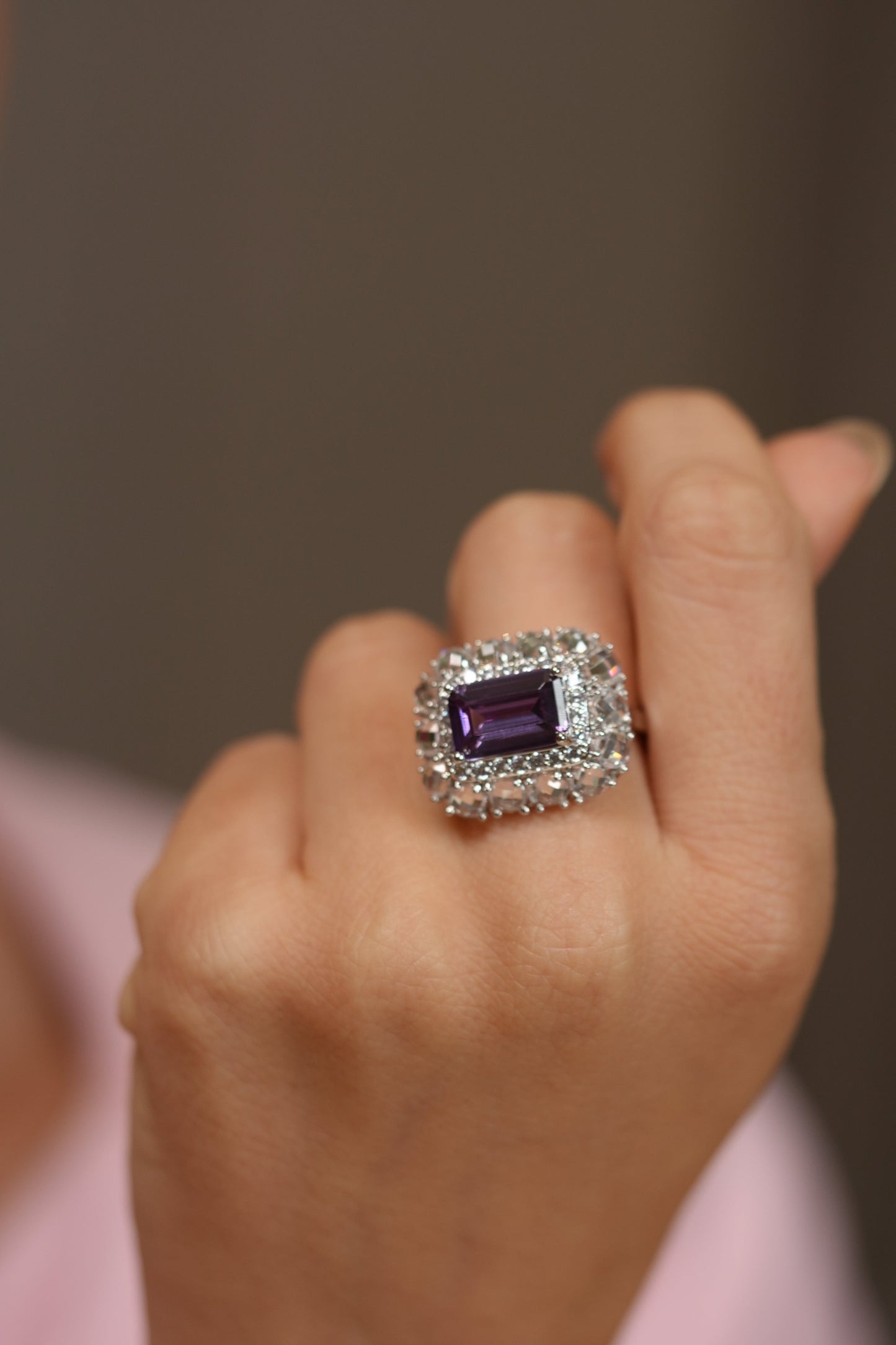 Orry Coloured Stone Cocktail Diamond Ring | Adjustable