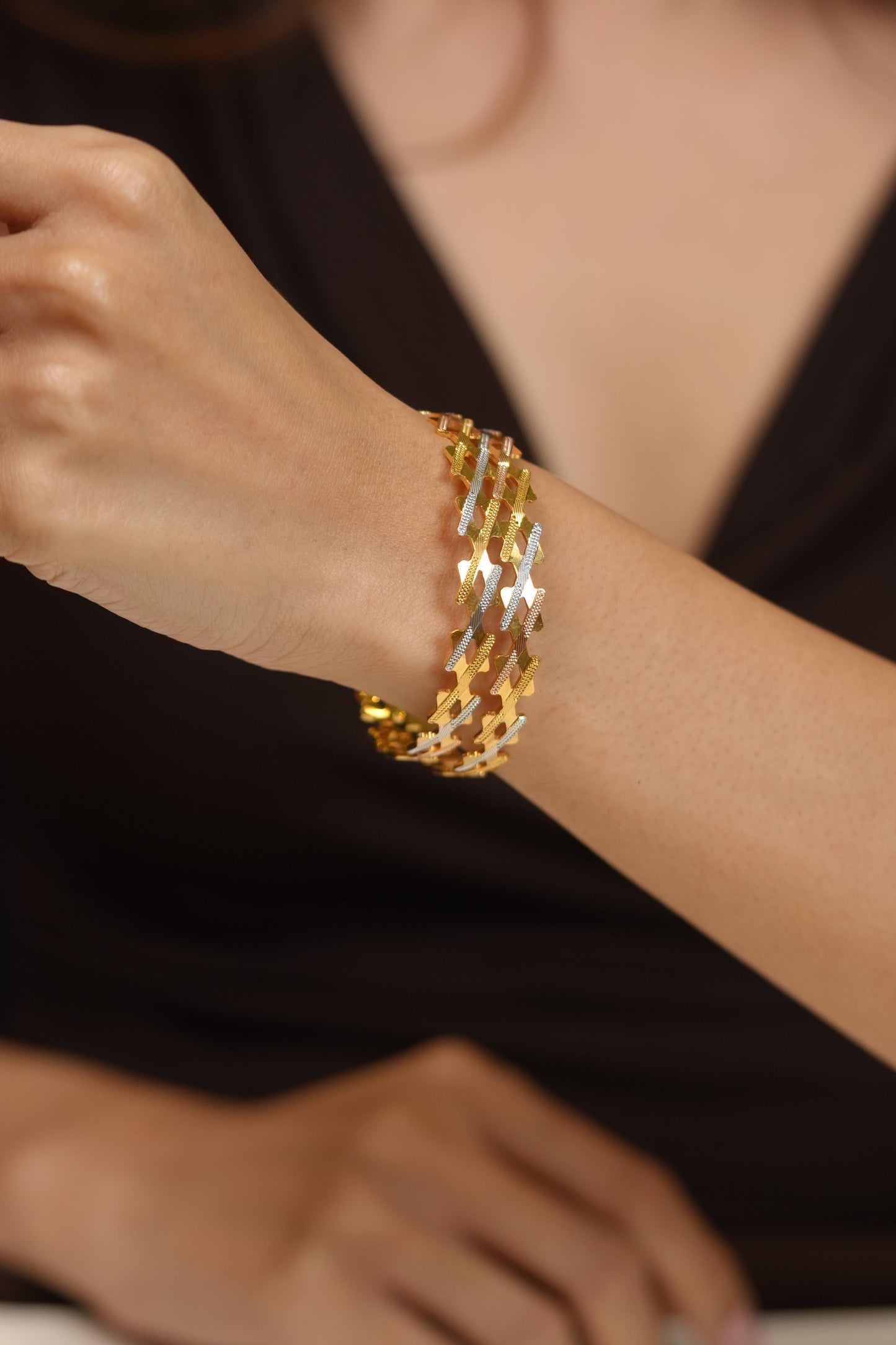 Amrita Tri Plating CNC Gold Plated bangle Set