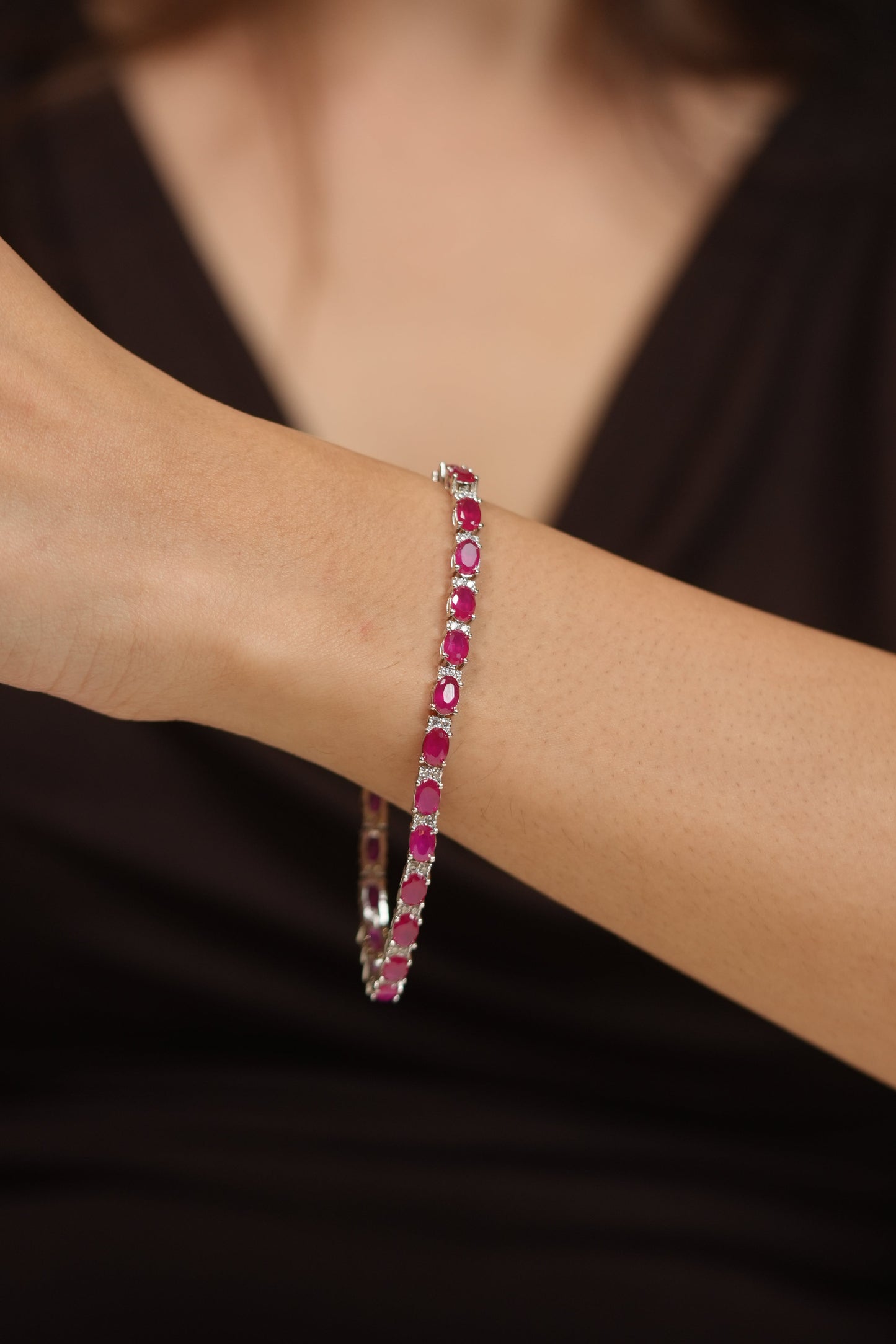 Sigma Coloured Stone Diamond Tennis Bracelet