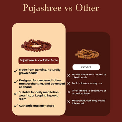 Pujashree Rudraksh Mala Small 8mm  Sacred Prayer Beads for Meditation, Chanting & Spiritual Wear
