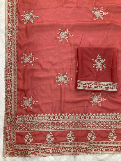 Teeya Creation Womens New Latest Party Wear Soft Georgette Saree-Peach