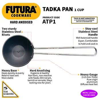 Hawkins Futura 1 Cup Tadka Pan-240 ml Pan, Black