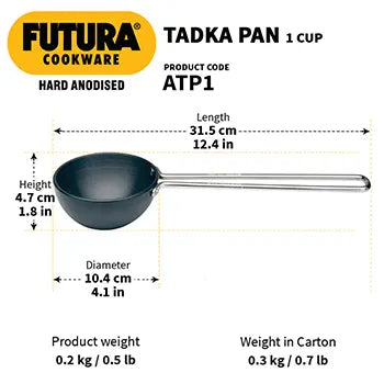 Hawkins Futura 1 Cup Tadka Pan-240 ml Pan, Black