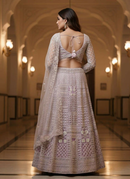 Lehenga Mart Light Pink Net Designer Bollywood Style Wedding Wear Lehenga Choli