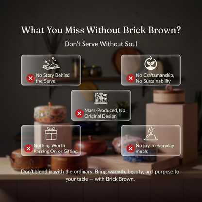 Brick Brown Handcrafted Enamel Coated Wooden Pastel Flora Roti Box
