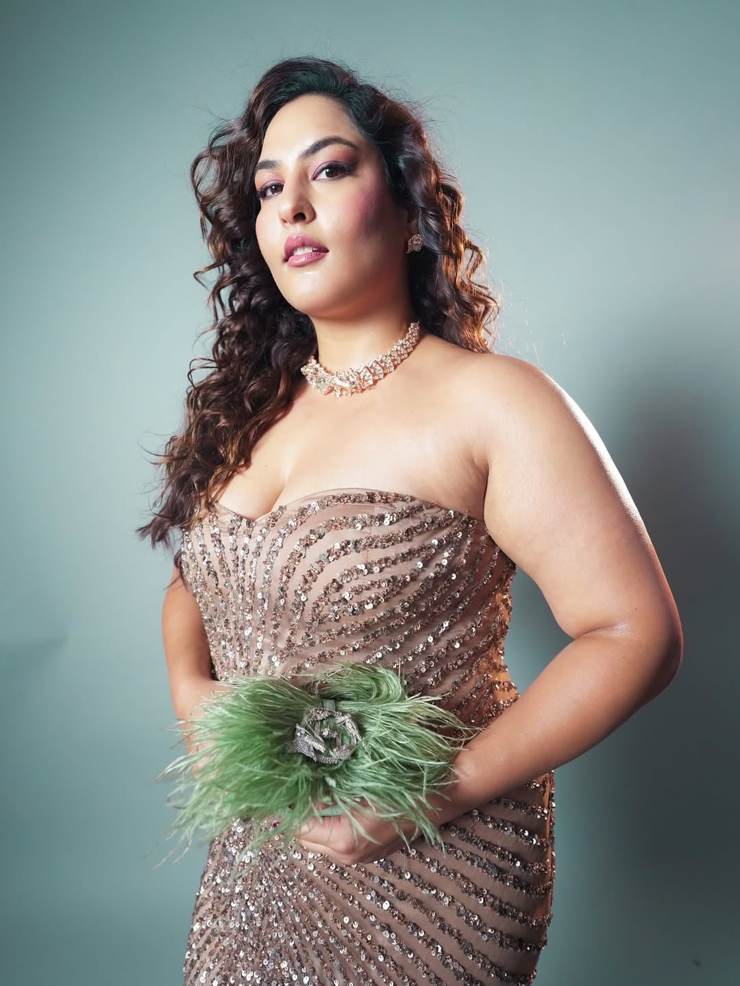 Sakshi Sindhwani In La Leopard Choker in Prehnite