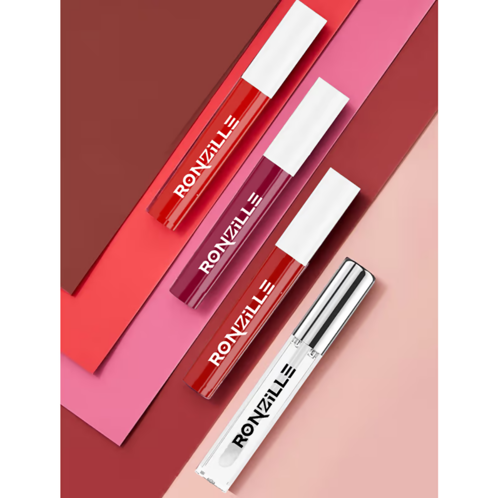 Ronzille Non Transfer Matte Liquid Lipstick Plus Lip Gloss - Reds And Maroons