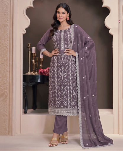KC Lilac Summer Wear Rangoli Silk Straight Suit For Women